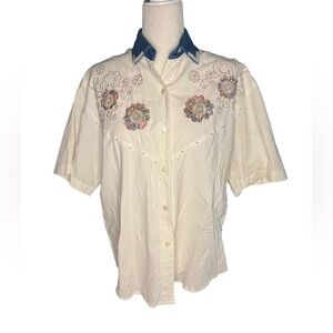 Vintage Western Beaded Short Sleeve Shirt 80s/90s